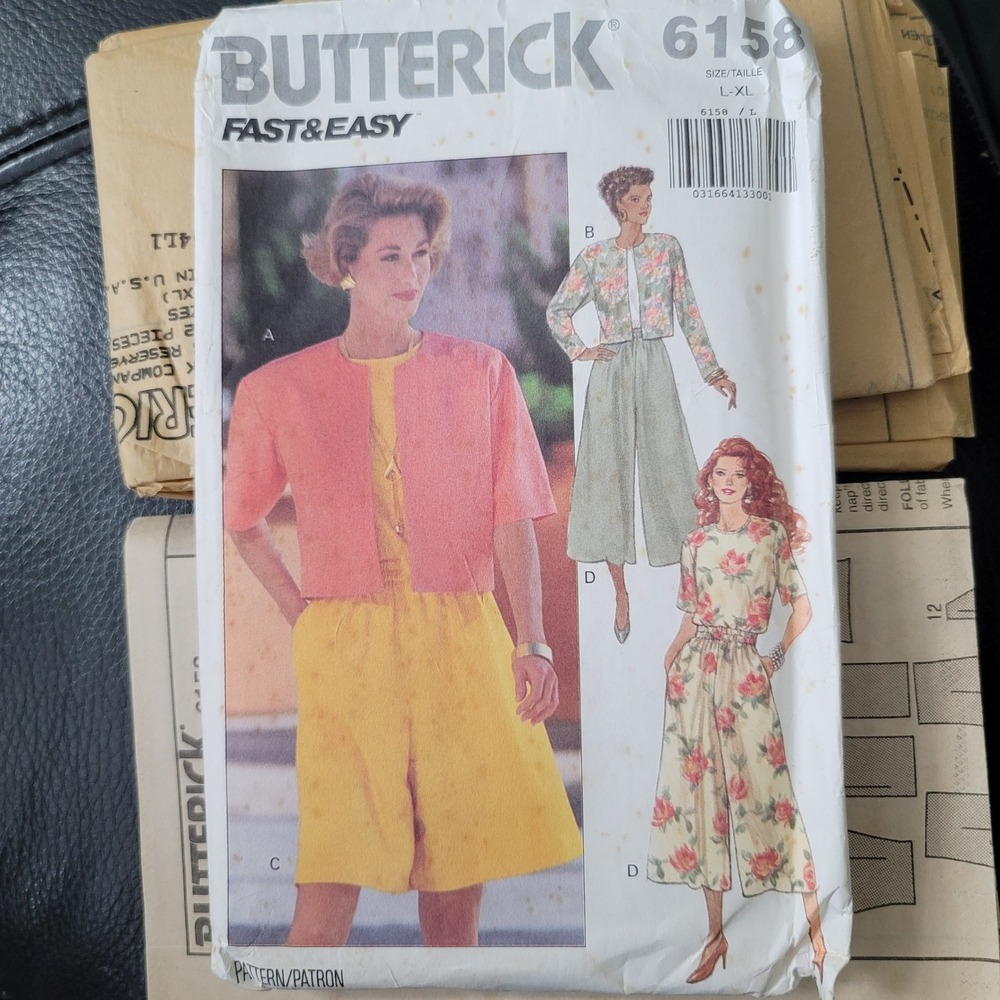 Butterick 6158 Sewing Pattern Jacket Top Split Skirt Culottes Size L-XL Uncut